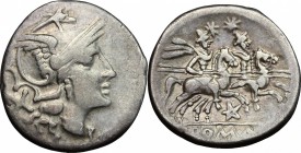 Pentagram (second) series.. AR Denarius, uncertain mint, c. 206-200 BC
