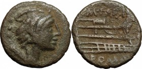 M. Fabrinius. AE Quadrans, 132 BC
