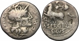 M. Sergius Silus.. AR Denarius, 116-115 BC