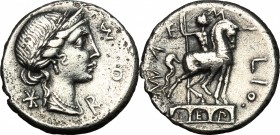 Mn. Aemilius Lepidus.. AR Denarius, 114 or 113 BC