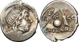 Cn. Lentulus.. AR Denarius, 76-75 BC