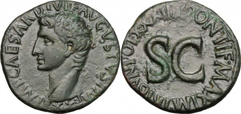 Augustus (27 BC - 14 AD). AE As, 11 AD. D/ IMP CAESAR DIVI F AVGVSTVS IMP XX. Ba...