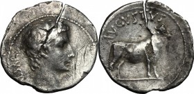 Augustus (27 BC - 14 AD)  . AR Denarius, Samos (?) mint
