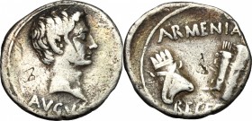 Augustus (27 BC - 14 AD) .. AR Denarius, Pergamum mint, 19-18 BC
