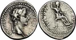 Tiberius (14-37).. AR Denarius, Tribute Penny type. Lugdunum mint, 18-35 AD