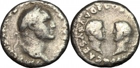 Vespasian with Titus and Domitian as Caesares (69-79).. AR Denarius, Lugdunum mint, 70-71 AD