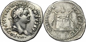 Domitian as Caesar (69-81).. AR Denarius, struck under Titus, 80 AD