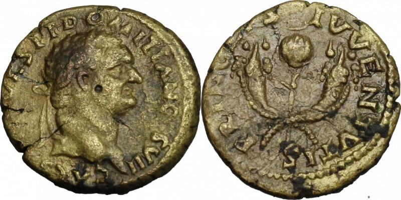 Domitian as Caesar (69-81). AE Semis, 80 AD. D/ CAES[ ] VESP F DOMITIAN COS VII....