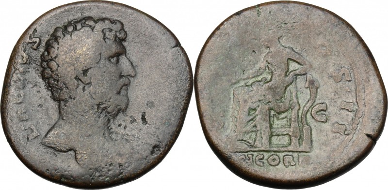 Aelius (Caesar, 136-138). AE Sestertius, 137 AD. D/ L AELIVS [CAESAR]. Bare-head...