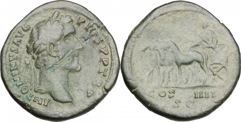 Antoninus Pius (138-161). AE Sestertius, 145-161 AD. D/ ANTONINVS AVG PIVS PP TR...