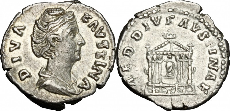 Faustina I, wife of Antoninus Pius (died 141 AD). AR Denarius, after 141 AD. D/ ...