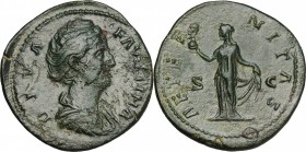 Faustina I, wife of Antoninus Pius (died 141 AD).. AE Sestertius, after 141 AD