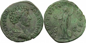 Marcus Aurelius as Caesar (139-161).. AE Sestertius, 154-144 AD