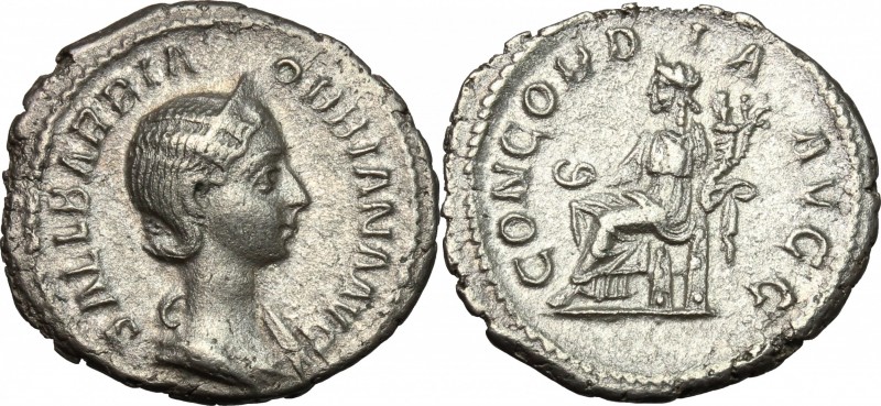 Orbiana, wife of Severus Alexander (225-227). AR Denarius. Special marriage emis...