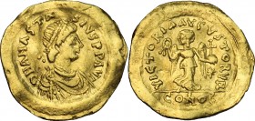 Anastasius I (491-518).. AV Tremissis, Constantinople mint. Struck 492-518