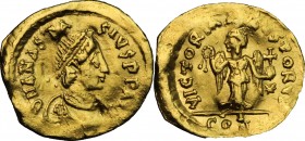 Anastasius I (491-518).. AV Tremissis, Constantinople mint. Struck 492-518