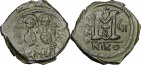 Justin II (565-578).. AE Follis, Nicomedia mint