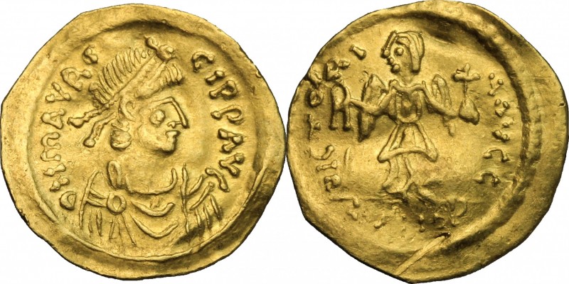 Maurice Tiberius (582-602). AV Tremissis, Constantinople mint. Struck 583-601 AD...