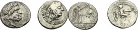 Roman Republic.. Multiple lot of two (2) AR Quinarii, including M. Cato, 89 BC, Cr. 343/2 and Lentulus Clodianus, 88 BC, Cr. 345/2
