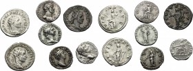 Roman Empire.. Multiple lot of seven (7) unclassified AR denarii and AR Antoniniani, including Domitian, Hadrian, Faustina I, Septimius Severus, Gordi...
