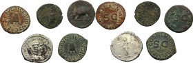 Roman Empire. Multiple lot of fove (5) unclassified coins including four (4) AE Quadrantes of 1st century and a silver Denarius of Julia Domna