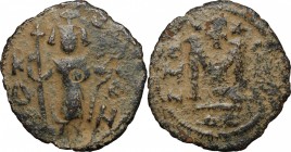 Arab-byzantine, Umayyad Caliphate, pre-reform coinage.. AE Fals, Emesa mint, 41-77 H / 661-697 AD