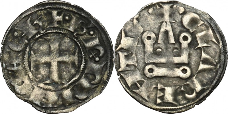 Frankish Greece, Achaea. Charles I of Anjou (1278-1285). BI Denier, Tournois ser...