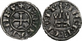 Frankish Greece, Athens.  William de la Roche (1280-1287) continuing into the Minority of Guy II de la Roche (1287-1294).. BI Denier, Tournois series,...