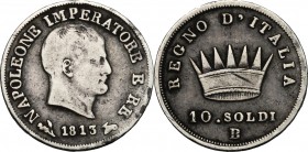 Bologna.  Napoleone I (1805-1814). 10 soldi 1813, B su M