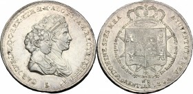 Firenze.  Carlo Ludovico di Borbone e Maria Luigia reggente (1803-1807). Mezzo scudo da 5 lire o Mezza dena 1804. Sigle L.S. (Luigi Siries, incisore) ...