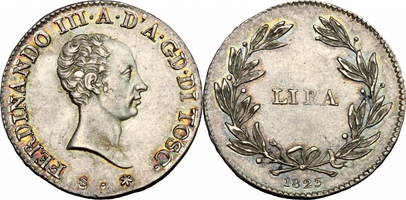 Firenze. Ferdinando III di Lorena Granduca (1814-1824). Lira 1823. CNI 28. Gal. ...