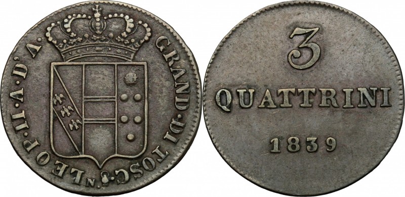 Firenze. Leopoldo II di Lorena (1824-1859). Da 5 quattrini 1839. Sigla N. (Giuse...