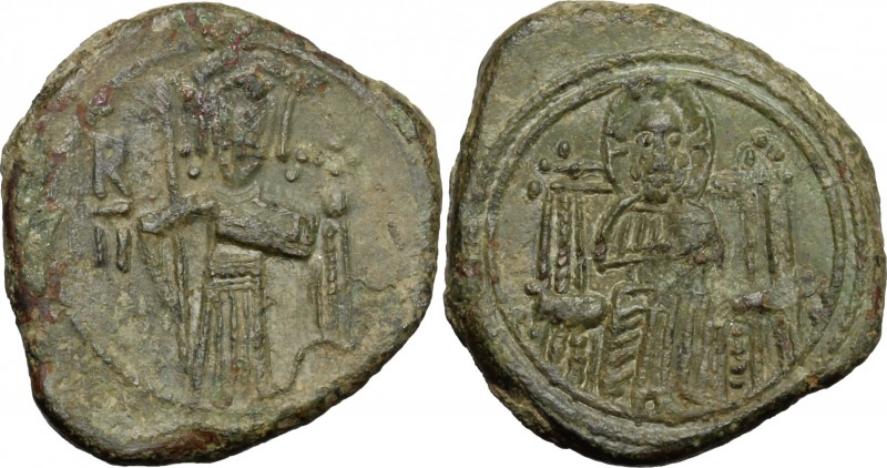 Messina. Ruggero II (1105-1154). Doppio follaro, 1127-1130. Sp. 53. MIR 17. AE. ...