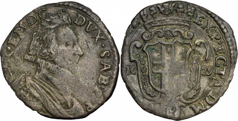 Carlo Emanuele I (1580-1630). Fiorino II tipo, 1629, Torino?. Bi. 549. MIR 652e....