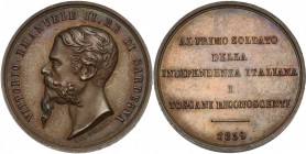 Vittorio Emanuele II  (1849-1878). Medaglia Toscani riconoscenti al primo soldato dell'indipendenza italiana, 1859