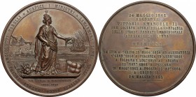 Vittorio Emanuele II  (1849-1878). Medaglia 24 maggio 1865 per l'inaugurazione della ferrovia da Susa a Brindisi