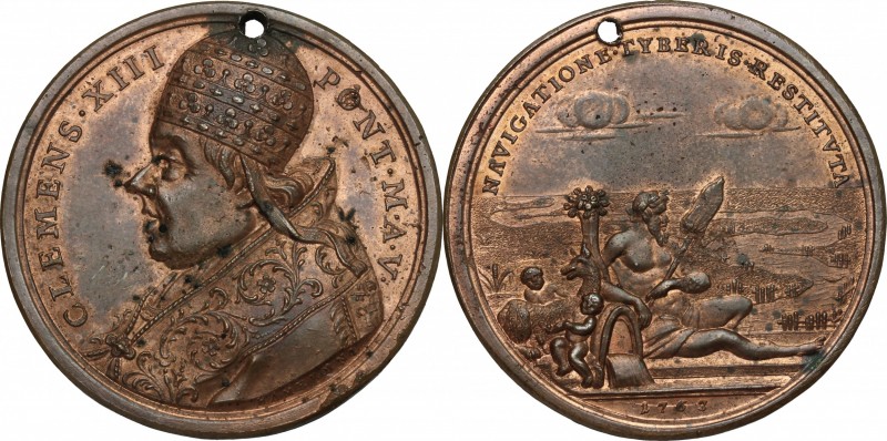 Clemente XIII (1758-1769) , Carlo Rezzonico. Medaglia annuale, A. V. D/ CLEMENS ...