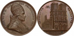 Pio VII (1800-1823), Barnaba Chiaramonti. Medaglia 1804 in occasione della visita di Pio VII a Parigi  per l'incoronazione di Napoleone I