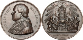 Pio IX  (1846-1878), Giovanni Mastai Ferretti.. Medaglia annuale, A. XV, La Cattedra di San Pietro