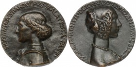 Sigismondo Pandolfo Malatesta (1432-1468) e Giovanna Albizzi, moglie di Lorenzo Tornabuoni. . Medaglia ibrida
