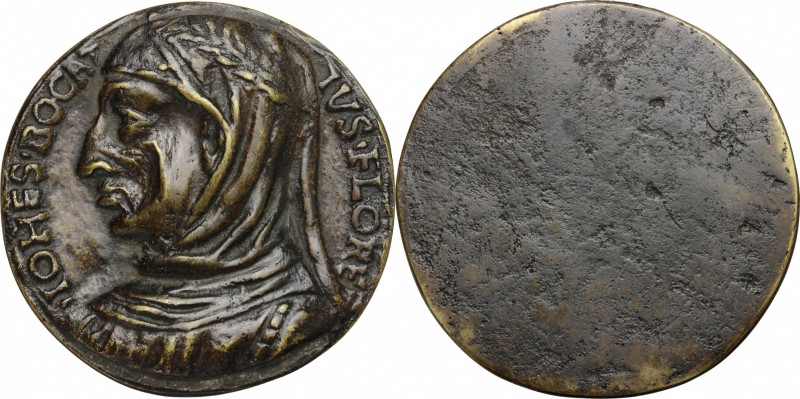 Giovanni Boccaccio (1313-1375). Medaglia unifacie, XV-XVI sec. D/ IOHES BOCATIVS...