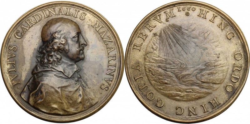 Giulio Mazzarino (1602-1661). Medaglia 1660 per la Pace dei Pirenei. D/ IVLIVS C...