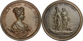 Aretafila Savini Rossi (1687-1731), letterata.. Medaglia celebrativa con bordo modanato, 1710