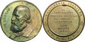 Giuseppe Garibaldi (1807-1882). Medaglia 1907 della Massoneria italiana per il centenario della nascita