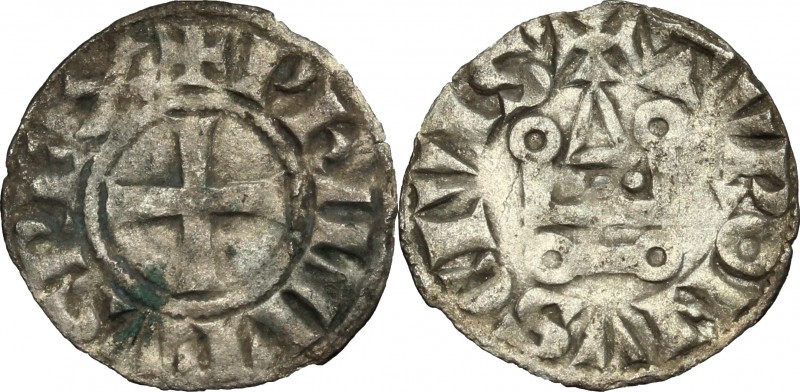 France. Philippe IV (1285-1314). Denier tournois. Dy. 223. BI. g. 0.73 mm. 18.50...