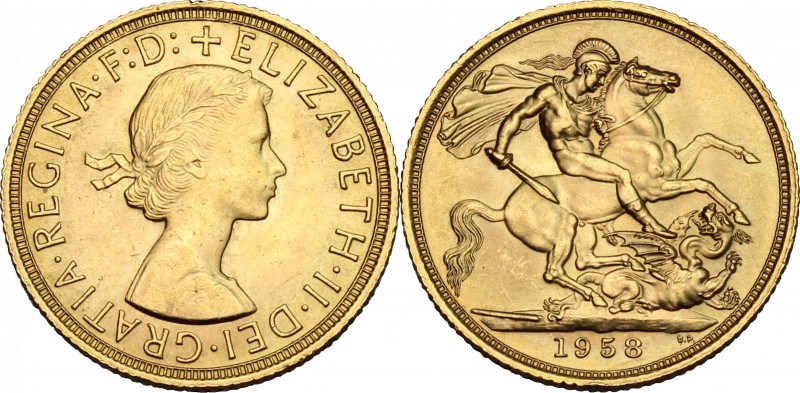 Great Britain. Elisabeth II (1952- ). Sovereign 1958. Fr. 417. AV. g. 7.98 mm. 2...