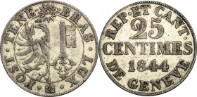 Switzerland, Geneva. 25 centimes 1844