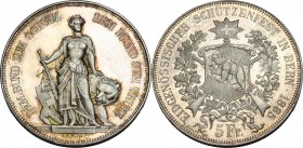 Switzerland, Berna.  Federal Shooting. 5 Francs 1885