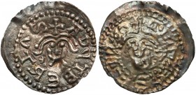 Wielkopolska, Władysław Odonic 1207-1239, Denar brakteatowy, Gniezno - popiersie Św. Wojciecha - RZADKI RRR