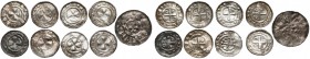 Zestaw 8 denarów krzyżowych i denar Bernharda II (Dbg 587)